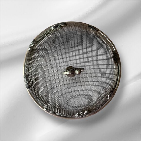 Vintage Silver Plated Mesh Food Dome & Tray | Monkey Palm Tree Cloche Godinger - Picture 3 of 6
